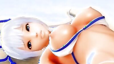 Perfect 3D babe gets double stuffed in steamy threesome