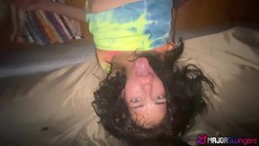 brunette coed sisi pesos rides bruno dickemz and rome major s cocks!