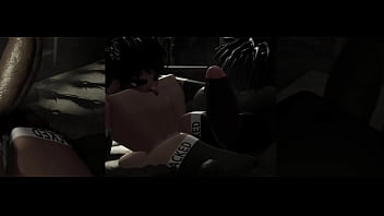 giving him a footjob