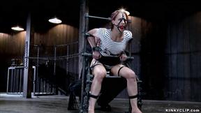 ”Chained slave whipped & ass plugged”