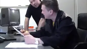 Corporate cop gets a surprise gangbang at work