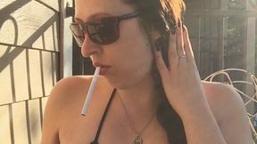 Goddess D with Long Braid Smoking Marlboro Light 100