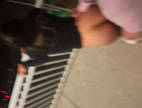 Public Beach Balcony Sex with a Big-Ass Brunette