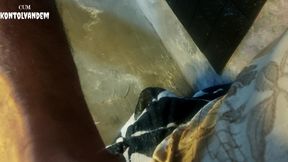 Manstrubasi using large, long penis oil