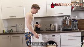 Stuck and leaking thick between them 4K HD Tim Team creampie threesome