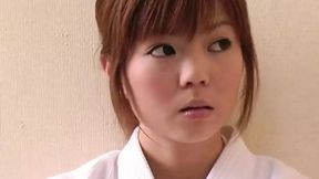 Samurai Babe selfpleases with dildo while getting fingers deep