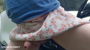 Straight guys goes out in a skirt and panties with his exposed cock