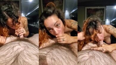 POV she deepthroats rough till her mouth’s brimming with cum