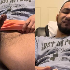 Mishaun Strokes His Big Dick and Smokes