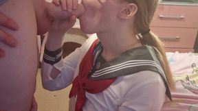 Giving a Huge Trans Girls Dick a Deep Throaty Blowjob