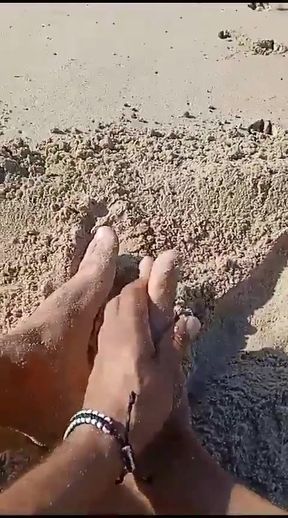 On the Nudist Beach Horny Showing off My Feet