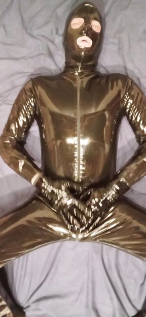 Tight latex suit with mask