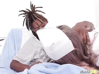 Blond nurse butt screwed by ebony patient