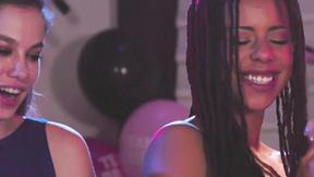 ”Lesbo Charlotte Stokely fucks Jade Baker after striptease”