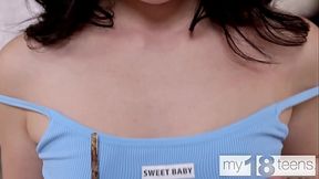 MY18TEENS - Sexy brunette girl fucks her pussy with a fingers