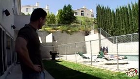 Sweet Brooklyn Night grabs her ass railed by two hung guys