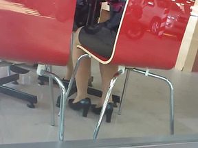 Candid Asian Nylon Feet Shoeplay in CAfe
