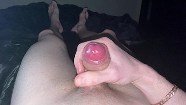 Jerks off a big white cock!