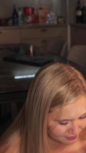 After the Party, She Stayed at My House, Climbed on the Table, and Started Masturbating with a Dildo