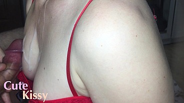 Beautiful fuck ends with huge cumshot on her tits