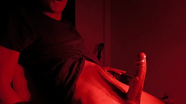 EDGING CUMSHOT IN RED LIGHT Hot guy jerks off his big dick - Cannole Canela