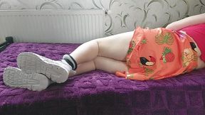 How Femboys Bed Time in Feminine Outfit White Pretty Young Sissy