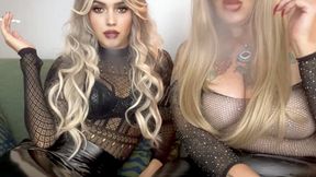 Hot bimbo blondes smoking, coughing and blowing smoke in your face!