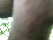 STROKING, JERKING my DICK up in the Tree ** Heavy Weights on my BALLS **