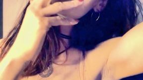Topless Smoking - Red Lips & Sexy Moves