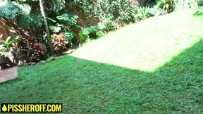 Horny Latina GF gives sloppy blowjobs and takes big cock in backyard POV