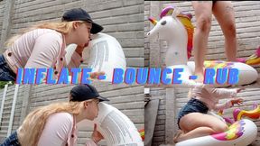 My Inflatable + puff out cheeks + inflatable + jump and rub