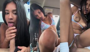 Black Haired Tia.TheOfficial Rides A Cock Inside The Car