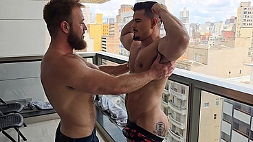 Muscle hunk Rico Marlon gets my cum on his face