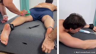 Hunky Aldo double teamed tickled all over his feet and ass