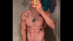 Teasing with my uncut fat cock