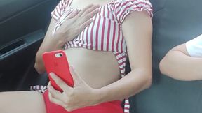 Latina teen changes in Uber and gets teased by her sugar daddy