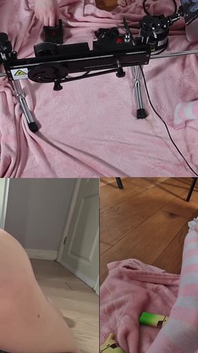 Sharing Double Sided Fuck Machine with Massive Toys