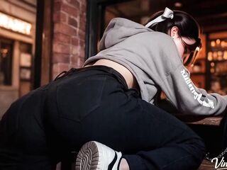 A stranger took a random hotty to an alley where this babe was banged [AI]