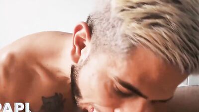 Cute blond dude gives a sloppy blowjob POV before being banged