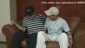 Two boys in the woods