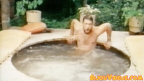 Bearded vintage homo strokes while his booty buddies blow
