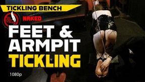 Insane and Intense Feet Tickle for Naked Gaga Tied Up and Tickled on the kneeling bench | Fetish Tickling | 1080p