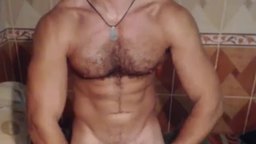 Hairy Perfect Chest Flexing with Some Dick and Ass Show