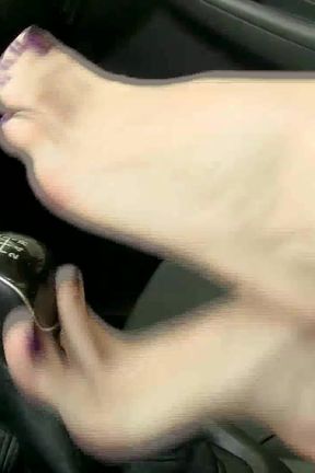 Hot Footsie in the Car to My Man and to the Shift Stick
