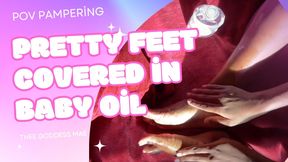 Pretty Feet Covered in Baby Oil