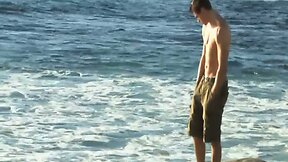 Cute Beach Loving Dude Masturbates Penis