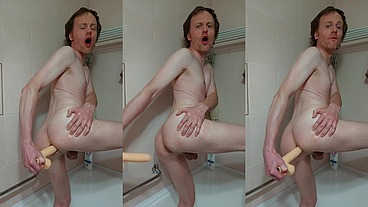 LanaTuls - Moscow Anal Slut and Whore. Hard Anal ManCunt Dildo Fucking in BathTube