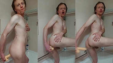 LanaTuls - Moscow Anal Slut and Whore. Hard Anal ManCunt Dildo Fucking in BathTube