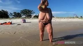 Sarah Lolipop Sucking Beach Busty