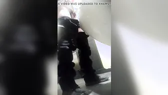Twink gets drained in public restroom with big cock cumshot